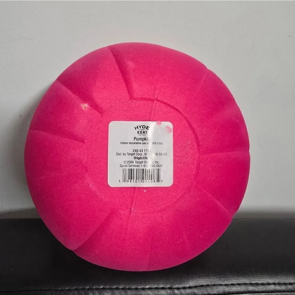 Neon Pink Plastic Halloween Flocked Decor Pumpkin from Hyde & EEK! Boutique